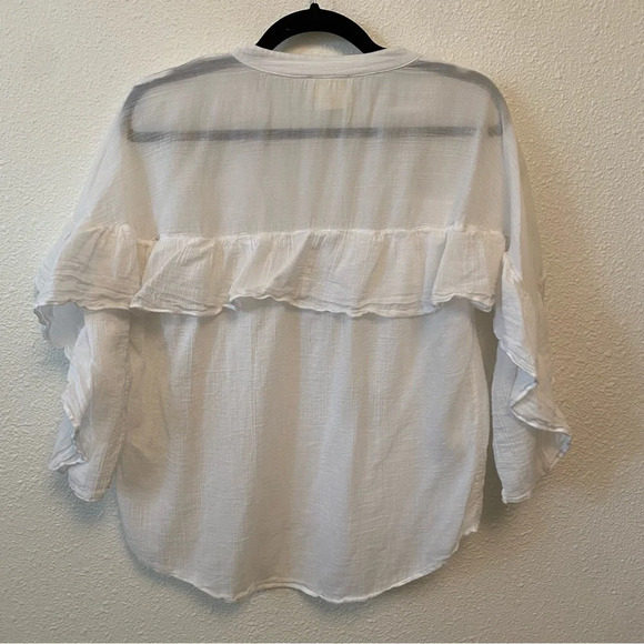 Maeve Gauze Ruffle Sleeve Popover Top - Picture 4 of 6
